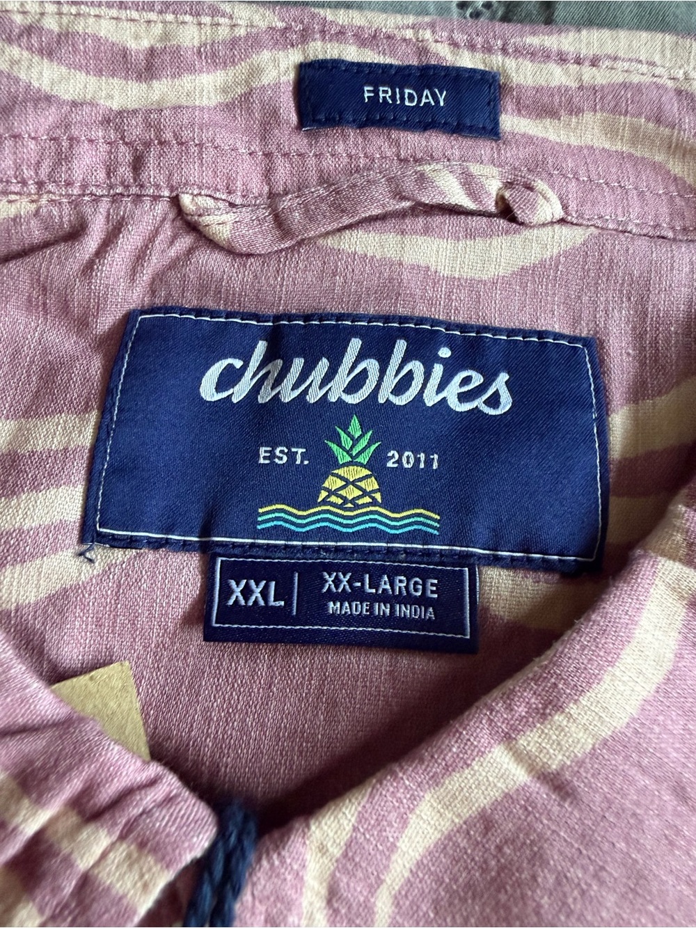 chubbies Mauve and Cream Wave-Striped Short Sleeve Button-Up Shirt - Picture 4 of 7